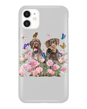 Load image into Gallery viewer, German Wirehaired Pointer With Peonies Gift For Dog Lovers Phone case

