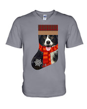 Load image into Gallery viewer, Santa Border Collie In Stock Gift For Dog Lovers Guys V-Neck
