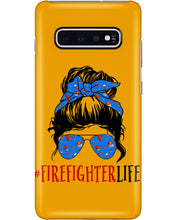 Load image into Gallery viewer, Firefighter Make You Life Safe Lady With Blue Ribbonhead Gift For Women Phone case
