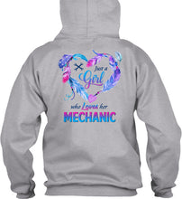 Load image into Gallery viewer, Vintage Funny Just A Girl Who Loves Her Mechanic Hoodie
