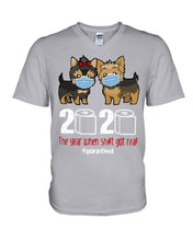 Load image into Gallery viewer, Tzu Shih 2020 The Year When Shit Got Real Custom Design Guys V-Neck
