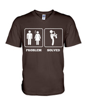 Load image into Gallery viewer, Vintage Funny Problem And Solved Gift For Saxophone Musicians Guys V-Neck
