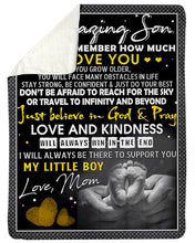 Load image into Gallery viewer, Just Believe In God And Pray Mama Gift For Son Sherpa Blanket
