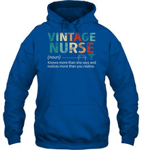 Load image into Gallery viewer, Vintage Nurse Knows More Than She Says And Notices More Than You Realize Hoodie
