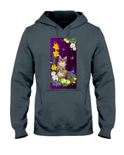 Load image into Gallery viewer, Flowers Under Butterfly Purple With Cat Gift For Cat Lovers Hoodie
