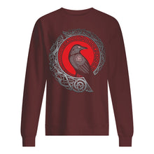Load image into Gallery viewer, Raven Viking Culture Celtic Design Gray And Red Sweatshirt
