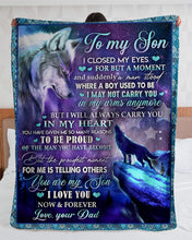 Load image into Gallery viewer, Howling Wolf Dad Gift For Son I Love You Now And Forever Sherpa Blanket
