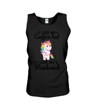 Load image into Gallery viewer, I Like My Coffee Hot Like My Husband Unicorn Gift For Men Unisex Tank Top
