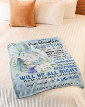 Load image into Gallery viewer, Cute Elephant Grandma Gift For Granddaughter I Filled This Blanket With Hugs And Love For You To Hold Fleece Blanket
