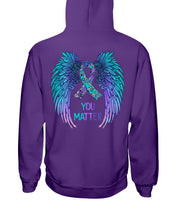 Load image into Gallery viewer, You Matter Ribbon Awareness With Angel Wings Hoodie
