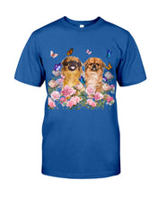 Load image into Gallery viewer, Pekingese With Peonies Gift For Dog Lovers Guys Tee
