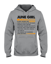 Load image into Gallery viewer, June Girl Facts Very Friendly But Dangerous Custom Design Hoodie
