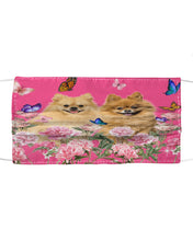 Load image into Gallery viewer, Peonies Garden Butterflies Pomeranian Gift For Dog Lovers Cloth Face Mask
