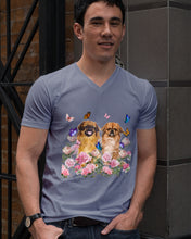 Load image into Gallery viewer, Pekingese With Peonies Gift For Dog Lovers Guys V-Neck
