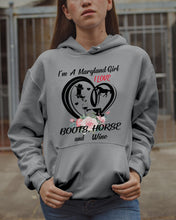 Load image into Gallery viewer, Maryland Girl Loves Boots Horse And Wine  For Personalized Nation Gift Hoodie
