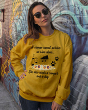 Load image into Gallery viewer, A Woman Cannot Survive On Wine Alone She Also Needs A Camper And A Dog Sweatshirt
