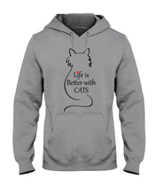 Load image into Gallery viewer, Life Better With Cats  Unique Custom Design For Cat Lovers Hoodie

