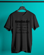 Load image into Gallery viewer, Canadian  Girl My Face Definitely Will Say It For Personalized Nation Gift Guys V-Neck
