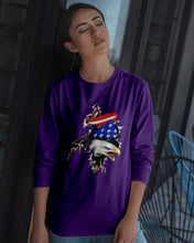 Load image into Gallery viewer, Eagle Giant Scratch USA Flag Gift For Women Unisex Long Sleeve
