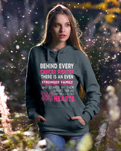 Load image into Gallery viewer, Behind Every Breast Cancer Fighter There Is An Even Stronger Family Hoodie
