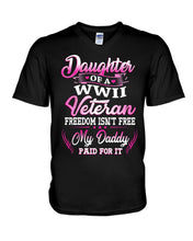 Load image into Gallery viewer, Daughter Of A Veteran Freedom Isn't Free Gift For Daughter Guys V-Neck
