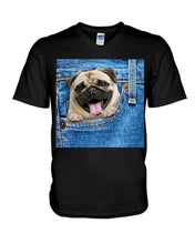 Load image into Gallery viewer, baby Pug In Denim Pocket Gift For Dog Lovers Guys V-Neck

