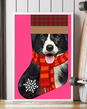 Load image into Gallery viewer, Santa Border Collie In Stock Gift For Dog Lovers Vertical Poster
