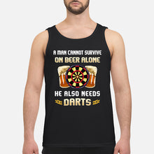 Load image into Gallery viewer, A Man Cannot Survive On Beer Alone He Also Needs Darts Trending Unisex Tank Top
