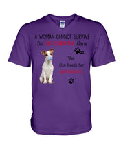 Load image into Gallery viewer, A Woman Cannot Survive Self-Quarantine Alone She Also Needs Her Jack Russell Guys V-Neck
