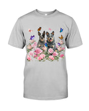 Load image into Gallery viewer, Australian Cattle Dog Butterflies Peony Gift For Dog Lovers Guys Tee

