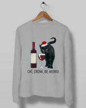 Load image into Gallery viewer, Cat Drink And Be Merry Meaningful Gift For Women Sweatshirt
