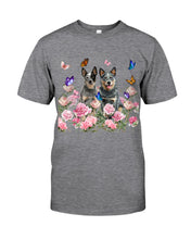 Load image into Gallery viewer, Australian Cattle Dog Butterflies Peony Gift For Dog Lovers Guys Tee
