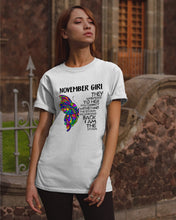 Load image into Gallery viewer, Birthday Gift For November Girl They Whispered To Her You Cannot Withstand The Storm Guys Tee
