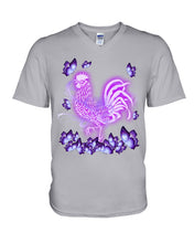 Load image into Gallery viewer, Chicken Purple Butterflies Gift For Chicken Lovers Guys V-Neck
