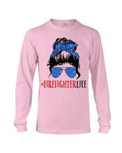 Load image into Gallery viewer, Firefighter Make You Life Safe Lady With Blue Ribbonhead Gift For Women Unisex Long Sleeve
