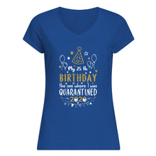 Load image into Gallery viewer, Vintage Funny My 45th Birthday The One Where I Was Quarantined Ladies V-Neck
