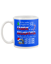 Load image into Gallery viewer, Weather Outside Frightful Sewing Let Us Sew Mug
