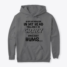 Load image into Gallery viewer, 9 Of 10 Voices In My Head Tell Me I'm Crazy One Just Hums Hoodie

