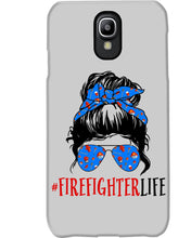 Load image into Gallery viewer, Firefighter Make You Life Safe Lady With Blue Ribbonhead Gift For Women Phone case
