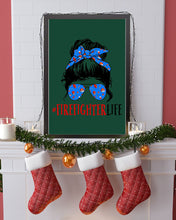 Load image into Gallery viewer, Firefighter Make You Life Safe Lady With Blue Ribbonhead Gift For Women Vertical Poster
