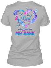 Load image into Gallery viewer, Vintage Funny Just A Girl Who Loves Her Mechanic Ladies Tee
