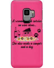 Load image into Gallery viewer, A Woman Cannot Survive On Wine Alone She Also Needs A Camper And A Dog Phone case
