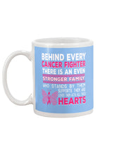 Load image into Gallery viewer, Behind Every Breast Cancer Fighter There Is An Even Stronger Family Mug
