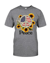 Load image into Gallery viewer, Peace Sign Sunflower Birthday Gift For Girls Guys Tee
