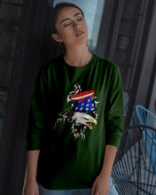 Load image into Gallery viewer, Eagle Giant Scratch USA Flag Gift For Women Unisex Long Sleeve
