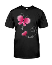 Load image into Gallery viewer, Butterfly Faith Breast Cancer Awareness Meaningful Gift Guys Tee
