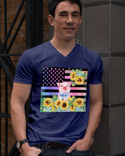 Load image into Gallery viewer, Pig America Flag Sunflower Special Custom Design Guys V-Neck
