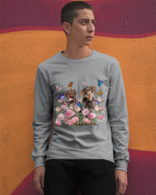 Load image into Gallery viewer, German Wirehaired Pointer With Peonies Gift For Dog Lovers Unisex Long Sleeve
