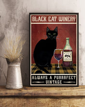 Load image into Gallery viewer, Black Cat Winery Always A Purrrfect Vintage Unique Custom Design Vertical Poster
