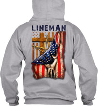 Load image into Gallery viewer, Lineman America Flag Special Custom Design For Personalized Job Gift Hoodie

